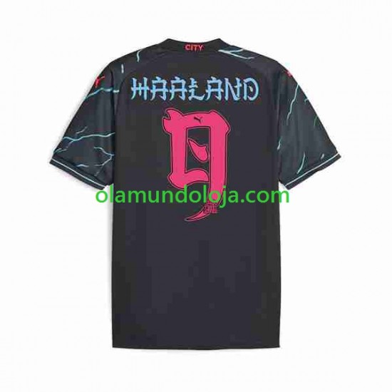 Camisola Manchester City Haaland 9 Special Printing Homem Equipamento Terceiro 2023-2024 Manga Curta
